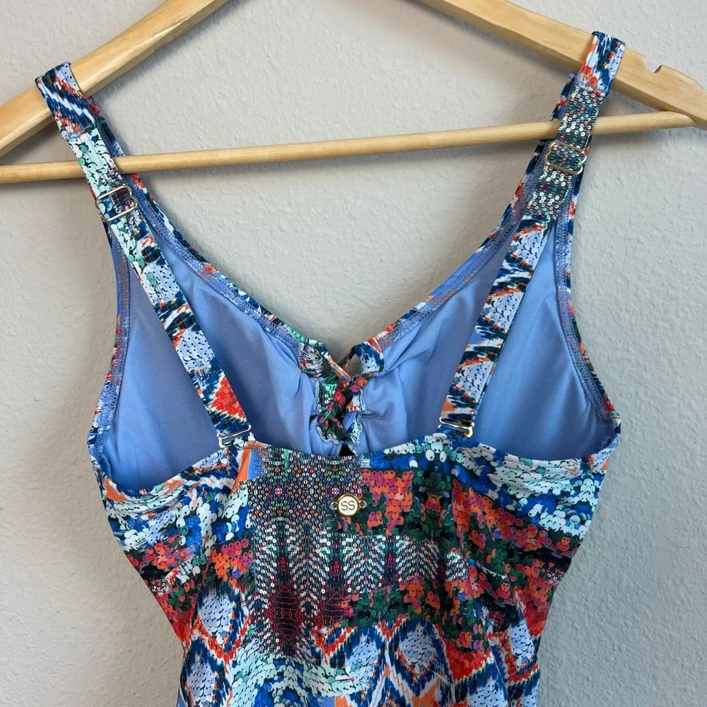 Sunseeker Size‎ 4 Swimsuit Multicolor One-piece Padded Cups Geometric